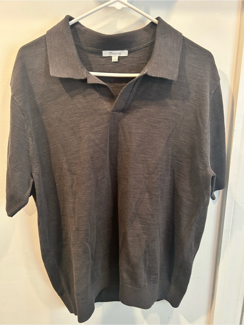 Madewell Men's Short-Sleeve Polo - Charcoal Gray